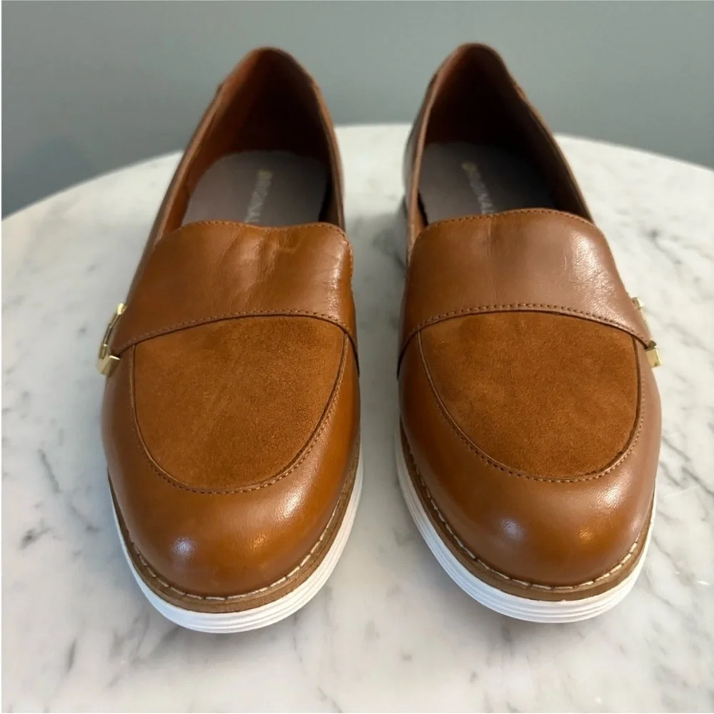 Cole Haan OriginalGrand C Buckle Loafers Brown Leather Comfort Flats 6.5B NWT